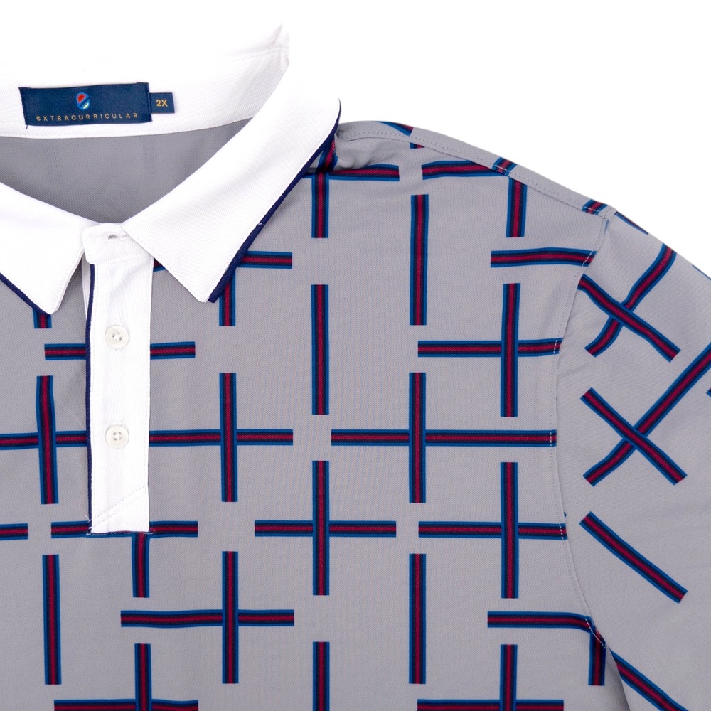 Extracurricular Men's 2XL Gray Performance Golf Polo Geometric All Over Print‎